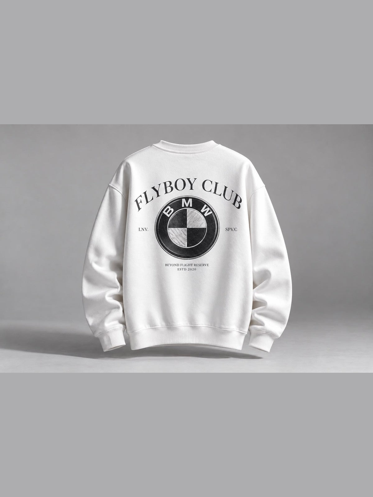 Flyboy Club Amblem Baskılı Oversize Sweat - Beyaz - LARWEAR 2