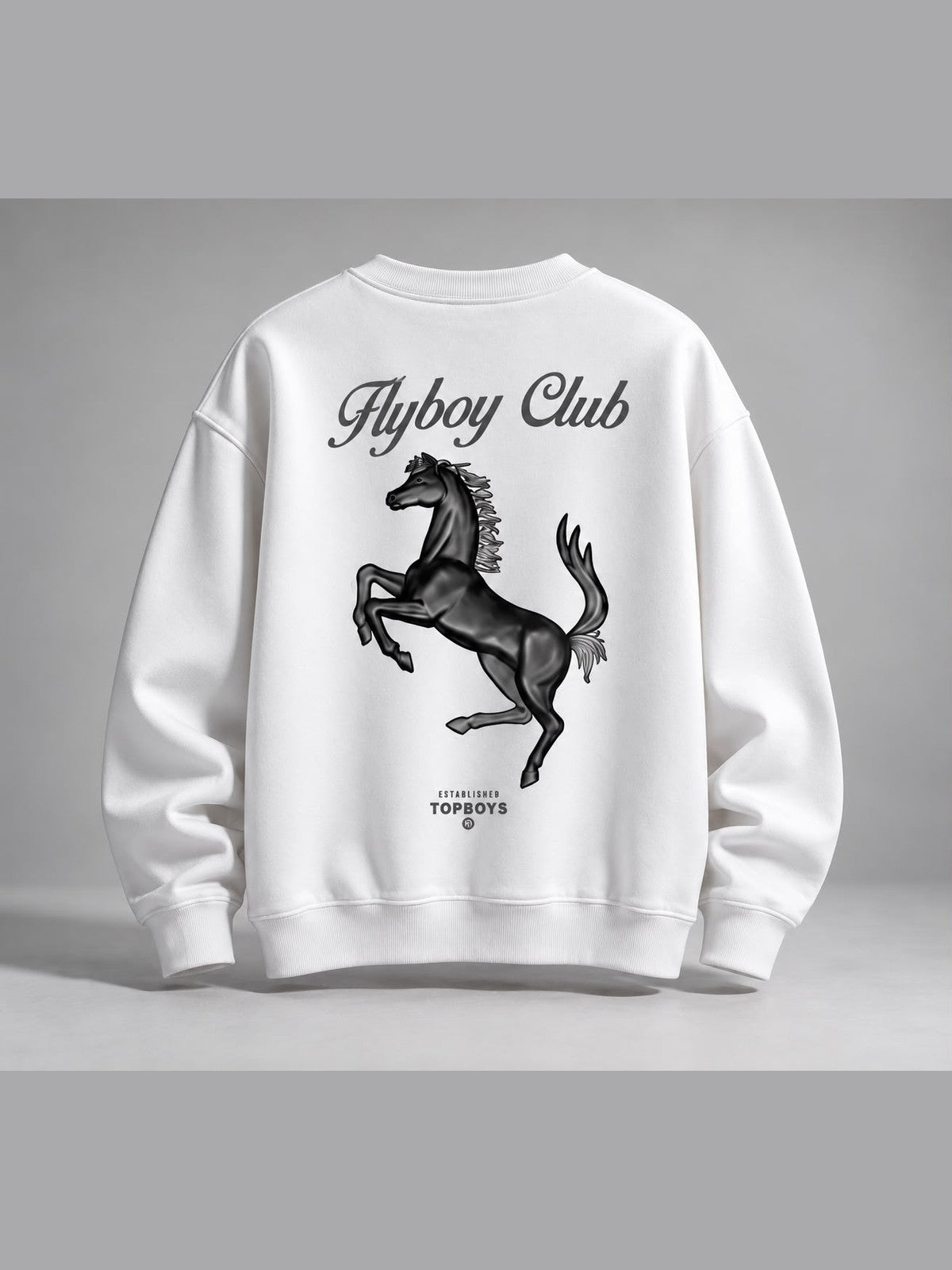 Flyboy Club At Figürlü Baskılı Oversize Sweat - Beyaz - LARWEAR 2