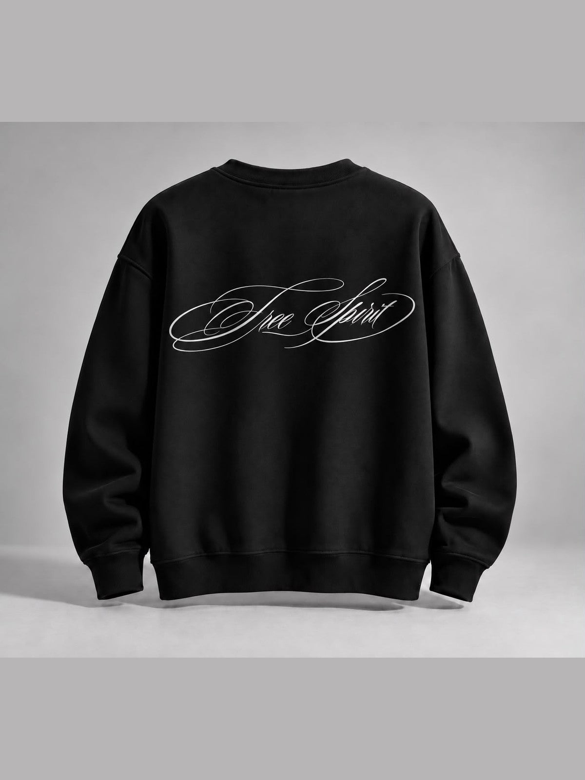 Free Spirit El Yazısı Baskılı Oversize Sweat - Siyah - LARWEAR 2