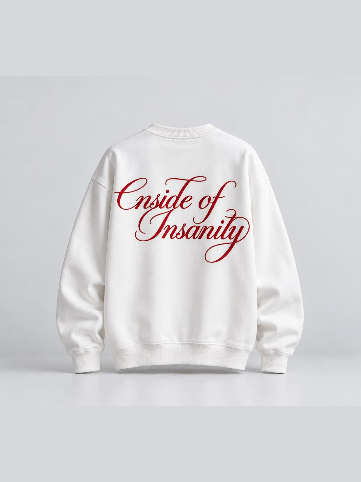 Inside of Insanity Slogan Baskılı Oversize Sweat - Beyaz - LARWEAR 2