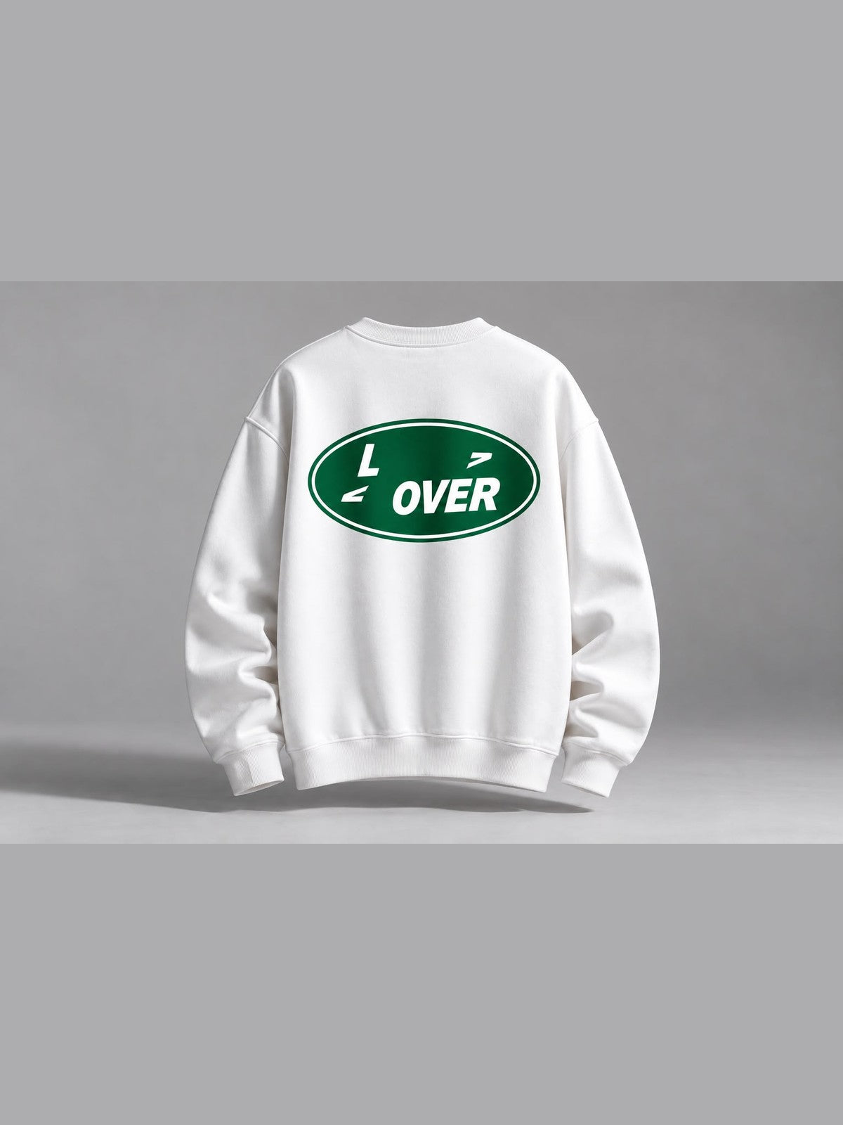 L-Over Oval Logo Baskılı Oversize Sweat - Beyaz - LARWEAR 2