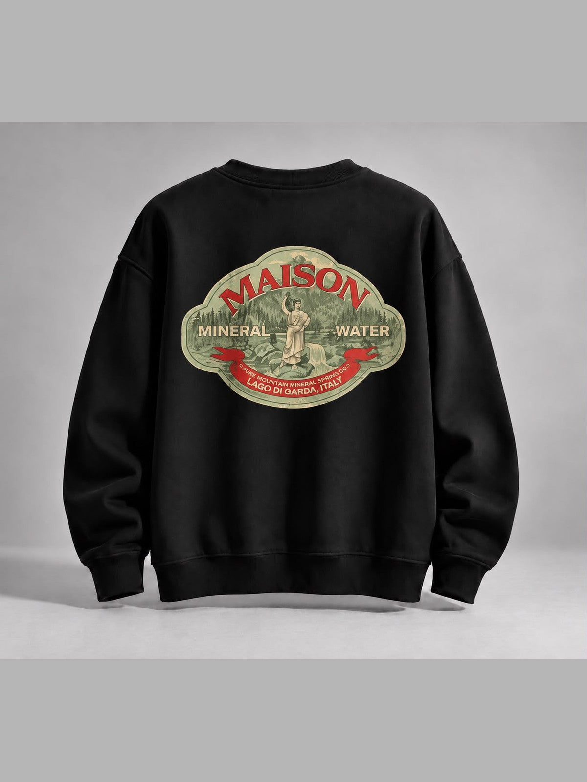 Maison Mineral Water Vintage Baskılı Oversize Sweat - Siyah - LARWEAR 2